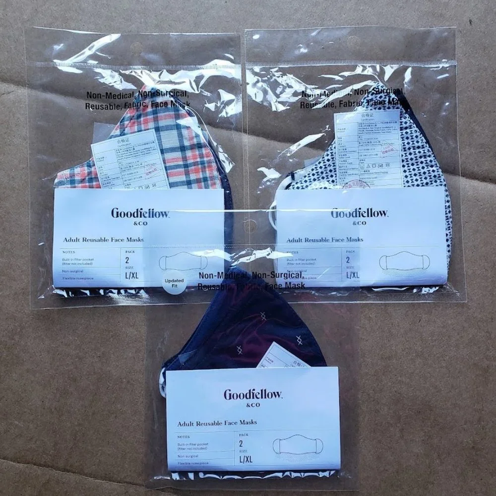 NEW! Set of 6 Adult Fabric Face Masks, 100% Cotton
